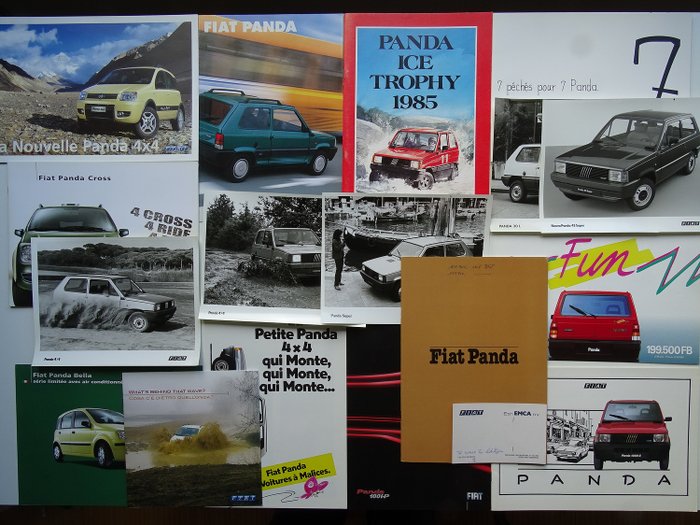Brochurer/ kataloger - FIAT "Panda" 30L, 45 Super, 900 CLX, 1000 S, 4x4, 100 HP, Cross, Alessi, Bella, Fun, Monster, etc - 1980-2006