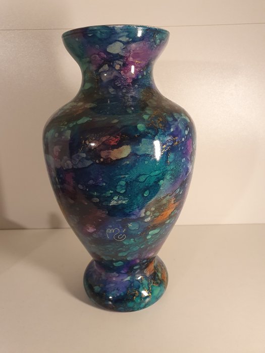 MISTIGRIE CHAPOUTIER - Enamelled glass vase signed - Glass