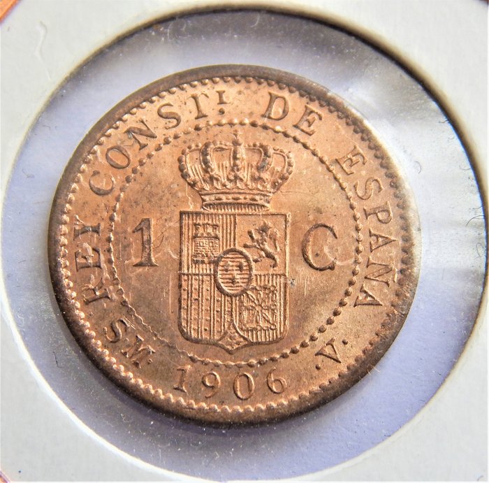 España - Alfonso XIII - 1 Céntimo 1906 *6 SMV - Muy rara y más en esta conservación