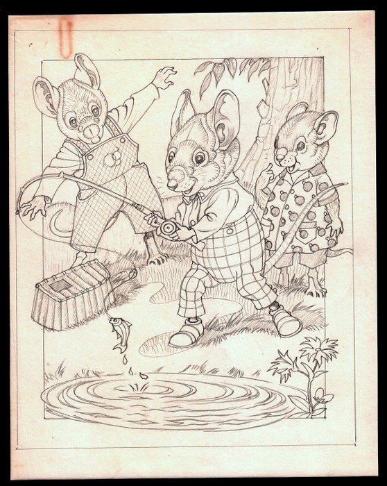 Haywood, Helen   - Originele tekening voor een illustratie in een kinderboek - (1950)