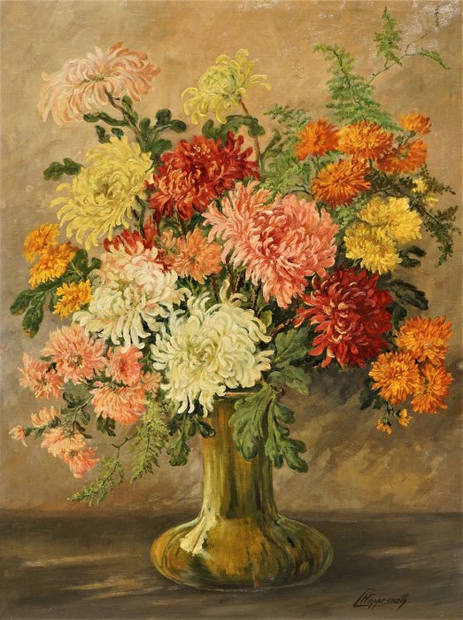  Clara Hoppenrath (1870-1930) - Meisterliches Stillleben Blumen in Vase 