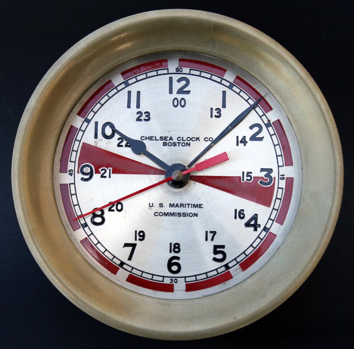 Chelsea Ship's clock CO. Boston U.S. Maritime Commission - Radio Room - US Navy