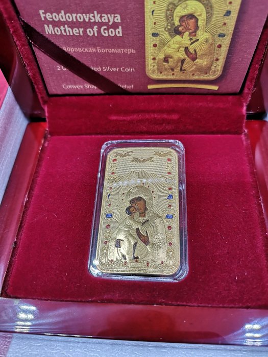 Niue 2014 Orthodox Shrines Feodorovskaya Mother of God 1 Oz Gilded Silver Coin