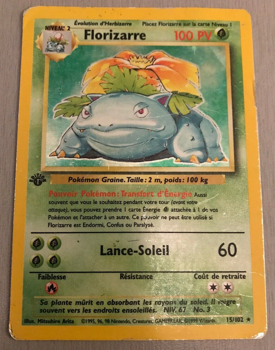 Pokémon - 交易卡 Florizarre 1ère édition 15/102 Base set Holo