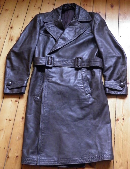德国 - WW2  - 棕色皮革大衣，皮革外套 - 制服, 设备