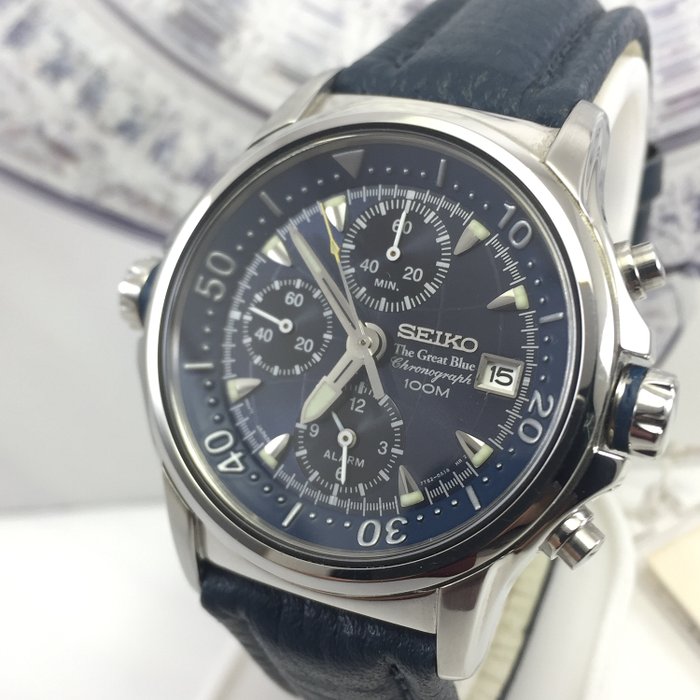 Seiko - The Great Blue Chronograph  - 'NO RESERVE PRICE'  - Heren - 2000-2010