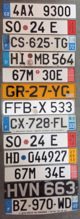 Number plate - Europa  - 1960-2018