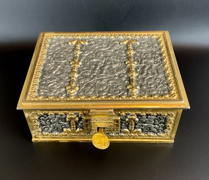 Erhard & Söhne - Art Nouveau - Cherubs - Jewelry Box - Bronzo dorato e argentato