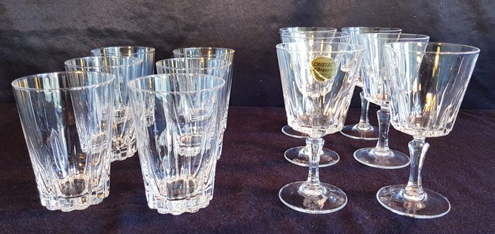 Cristal d'Arques -  Twee sets van 6 glazen Model  versailles (12) - Kristal