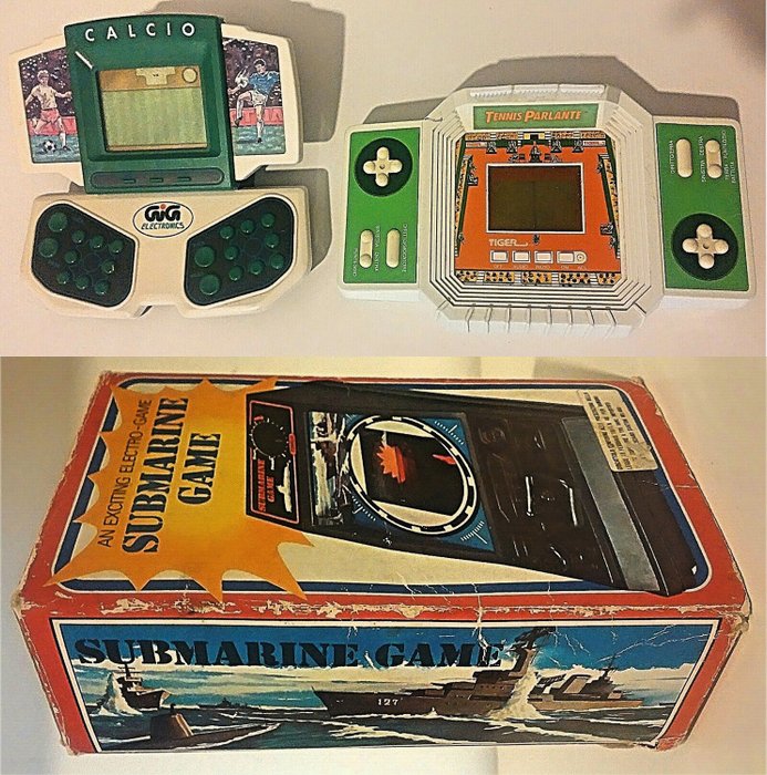 3x Retro Games (Soccer / Tennis / Submarine) GIG Elettronics / TIGER LCD / BTG Product - LCD-Game (3) - In Originalverpackung