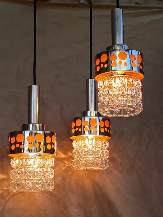 Raak Amsterdam - Cascade hanglamp met 3 glazen kelken  - Glas/Chroom
