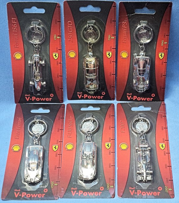 Zestaw 6 breloczków do kluczy - Ferrari - 1961-2007