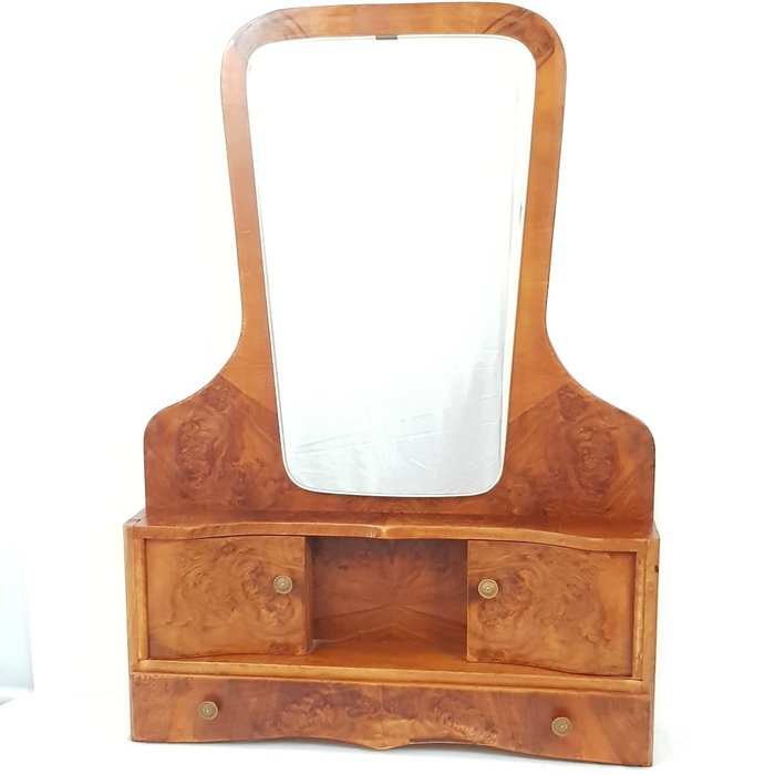 Large Vintage Dressing Table Mirror, Pine Dressing Table Mirror With Storage