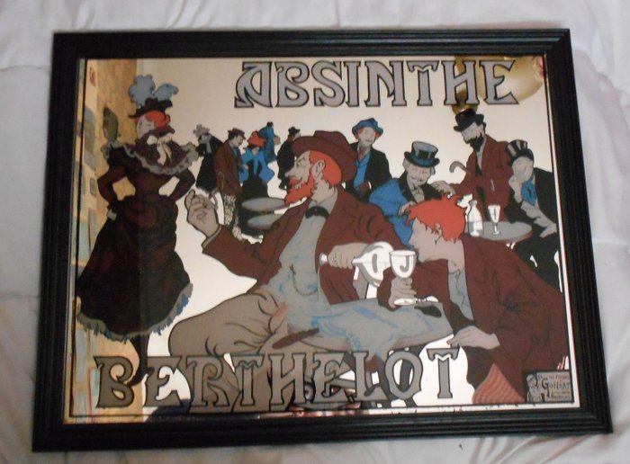 Absinthe Berthelot d'après Henri Thiriet - J.L.Goffart - Mirror (1) - Art Deco - Cardboard, Glass, Iron (cast/wrought), Wood