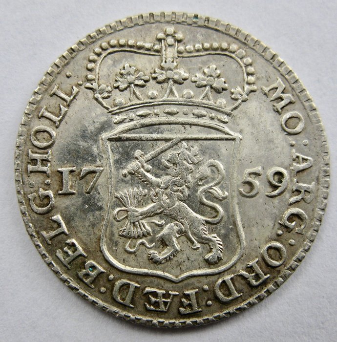 Nederland - Holland - 1/4 Gulden of Muntmeesterpenning 1759  - Sølv