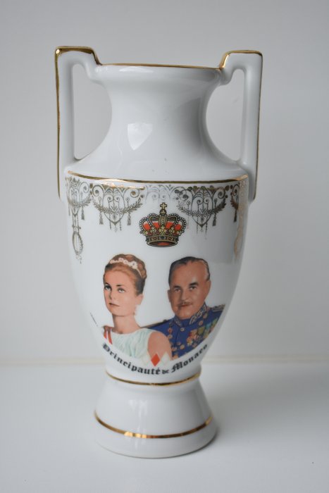 Porcelaines d'art Monte Carlo - Διακοσμητικό βάζο Grace Kelly και Rainier από το Μονακό (1) - πορσελάνη