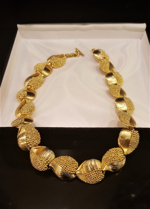 ORENA Paris 18 Karat vergoldet - Exklusive Halskette mit strukturierten Gliedern
