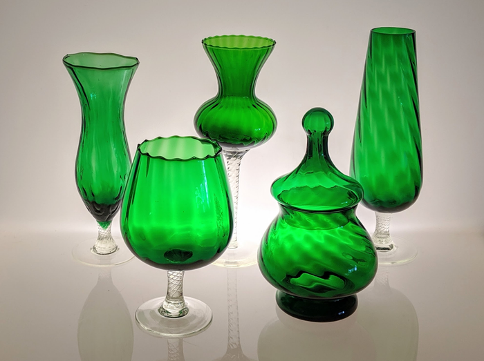 Empoli - 玻璃收藏 - 高脚杯/花瓶/甜罐 (5) - 玻璃