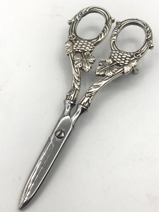 堅固的古董荷蘭銀葡萄剪刀 - 銀