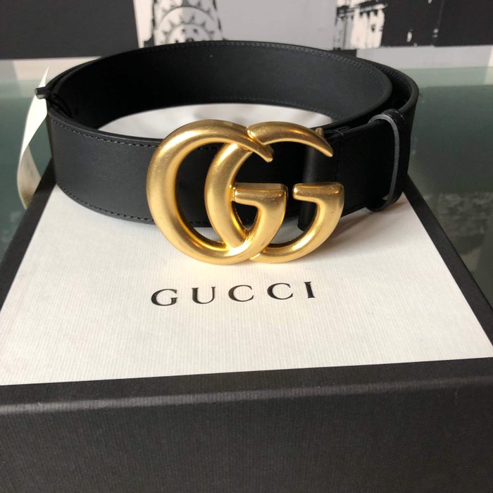 Gucci - leather belt with Double G buckkle Belte
