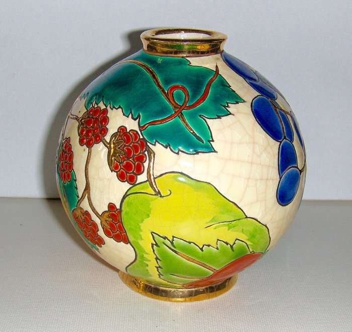 Émaux de Longwy - Kugelvase aus Cloisonné-Email - Keramik