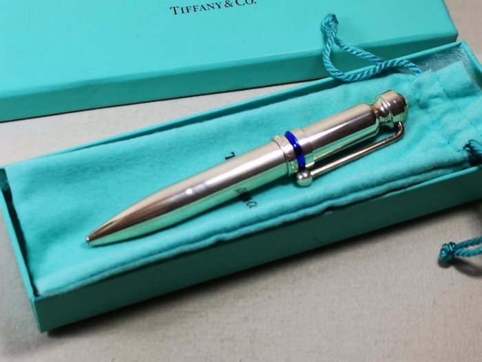 Tiffany & Co. Paloma Picasso All Sterling Silver 0.925 Roller Ballpoint Pen With Original Case Box - Kuglepen