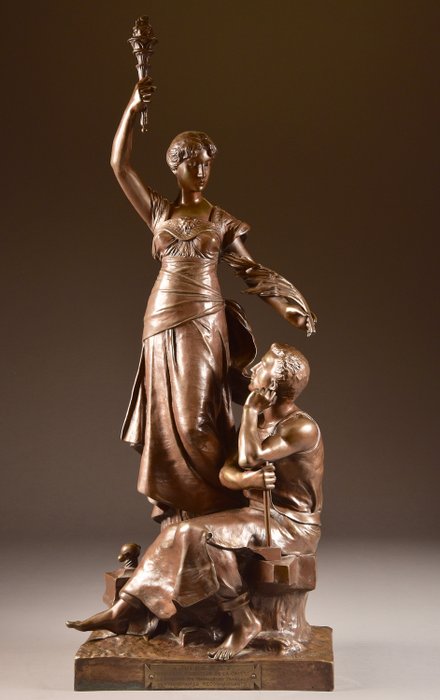 Henri Louis Levasseur (1853-1934) - Szobor, "Gloire au travail" - 90 cm - Bronze (patinated) - Late 19th century