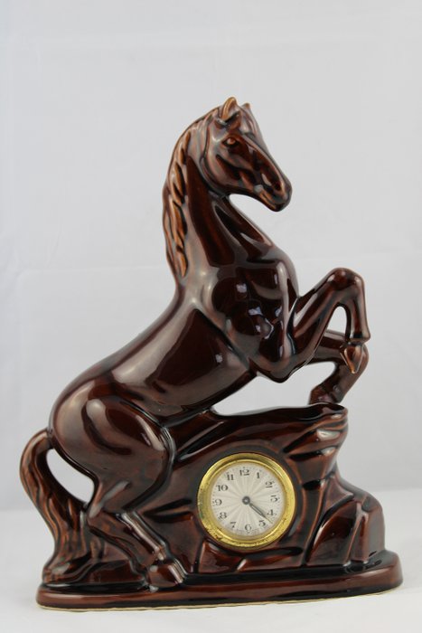 Figur, Pferd mit Uhr - Keramik