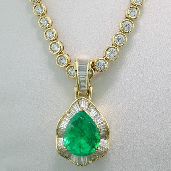 Smaragd Diamant Collier 28,68 TCW Kolumbien Spitzen- Qualität - 18 carati Oro - Collana - 14.14 ct Smeraldo