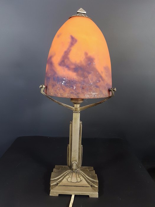 Muller frères Luneville (tulipe) - Art Deco Lampe signiert, Tischlampe