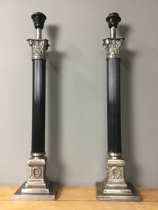Pair of Large Lamp Feet Corinthian Column - Empire Style - Empire Style