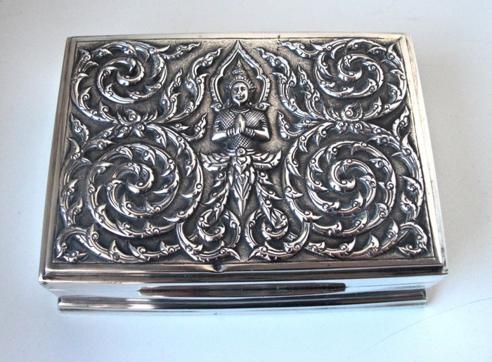 Cigarette box - Sterling zilver Siam - Thailand - Eerste helft 20e eeuw