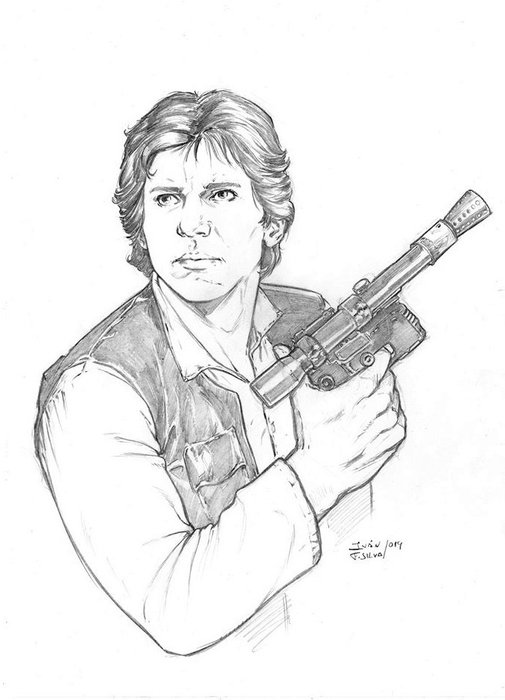 Star Wars - Original drawing - Han Solo - F. Silva - First edition. 
