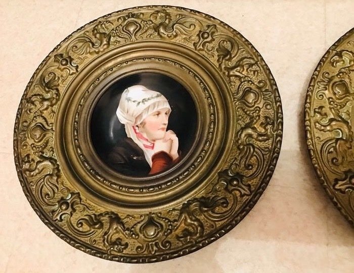 Magnifique assiette plaque  anciennes  XIX - Cuivre, Porcelaine