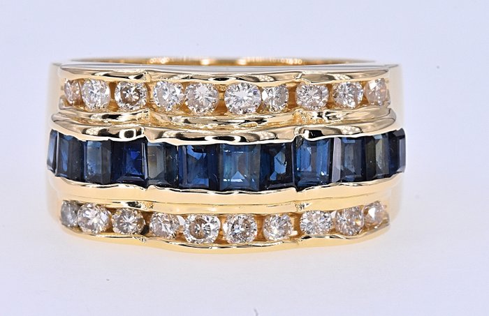 Gelbgold - Ring - 2.32 ct Saphir - Diamanten