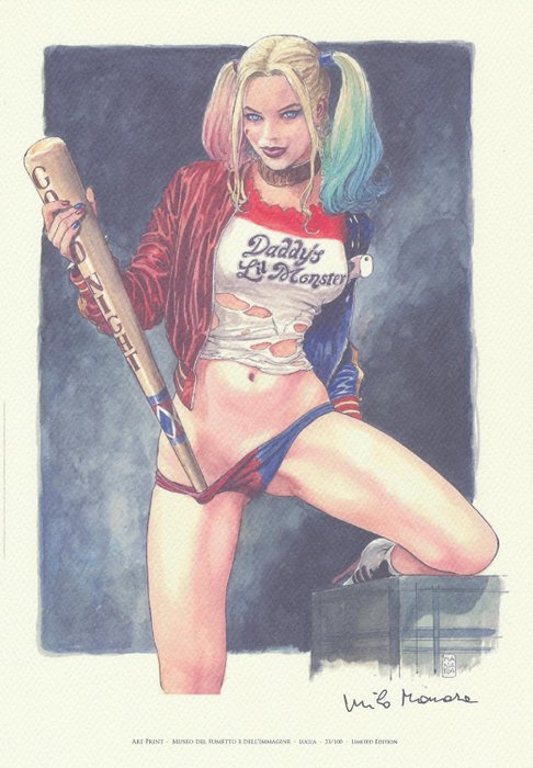 Milo Manara -  " Super Sexy Harley Quinn " - Loose page - First edition