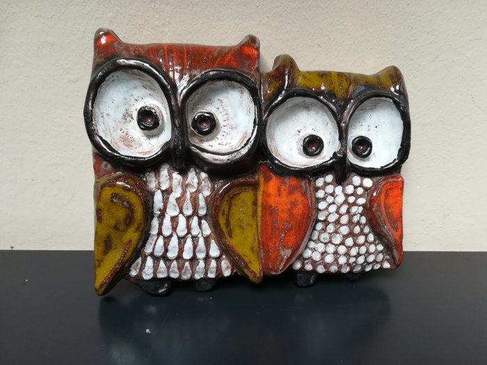 Perignem / Vandeweghe - Wall decoration of 2 owls - Ceramic
