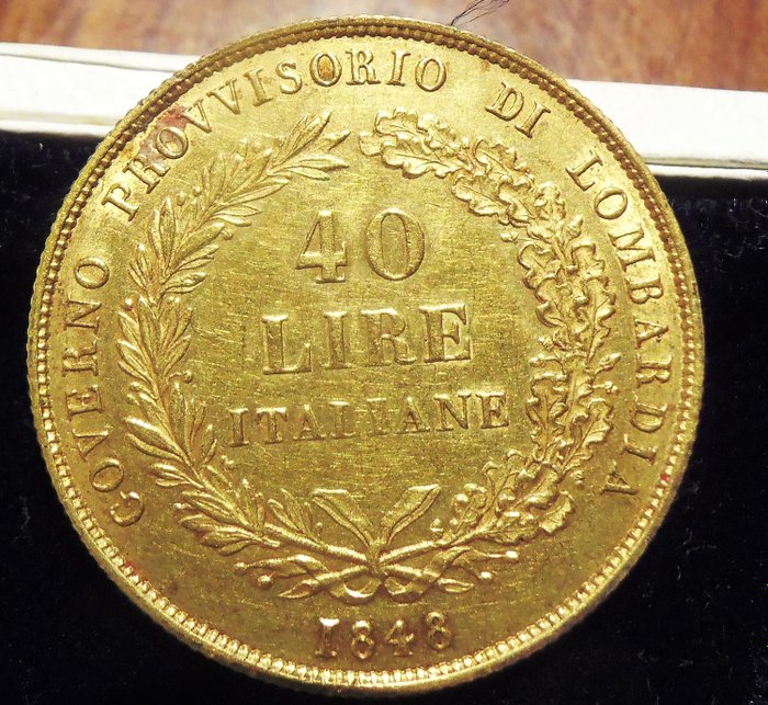Italien - Lombardiets provisoriske regering - 40 Lire 1848 - Guld