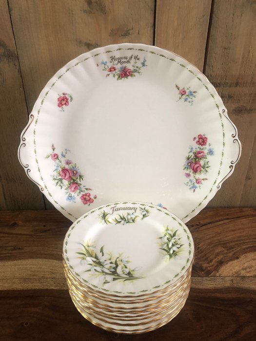 Royal Albert - Flowers of the month - cake plate with complete collection of cake plates - Porcelain