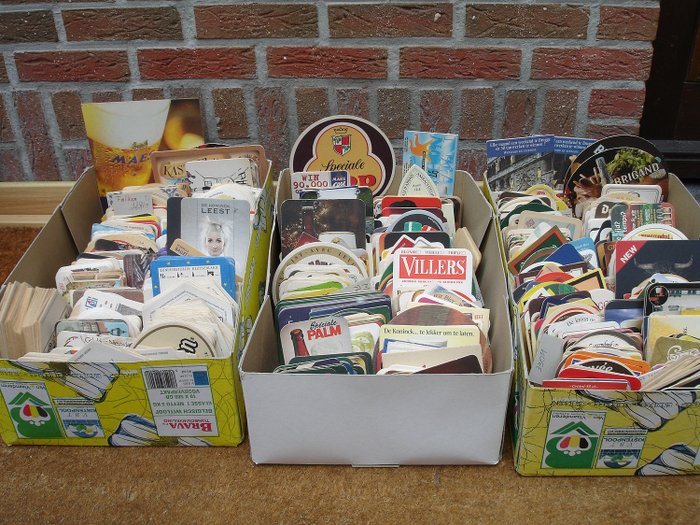 large collection of 1500 Belgian beer mats and beer tickets - Cardboard