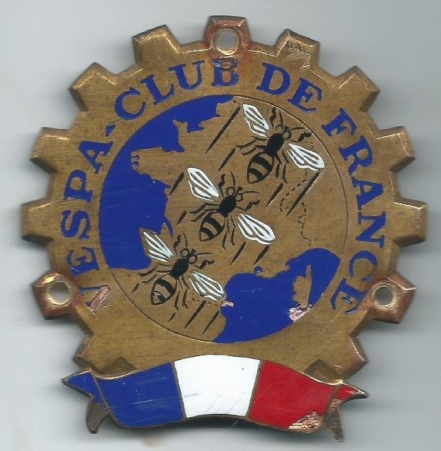 Dekoratív darab - Vespa Club De France Email Badge 7½ x 7½ Cm - Vespa Scooter Email Badge - 1960-1960