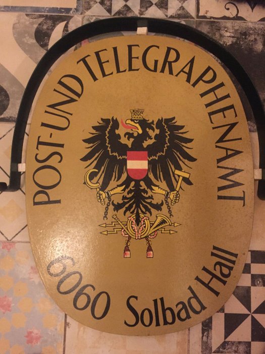 oficina de correos austria letrero postal pintado a mano pintado a mano antiguo letrero Austria bouclier, Señal (1) - Madera