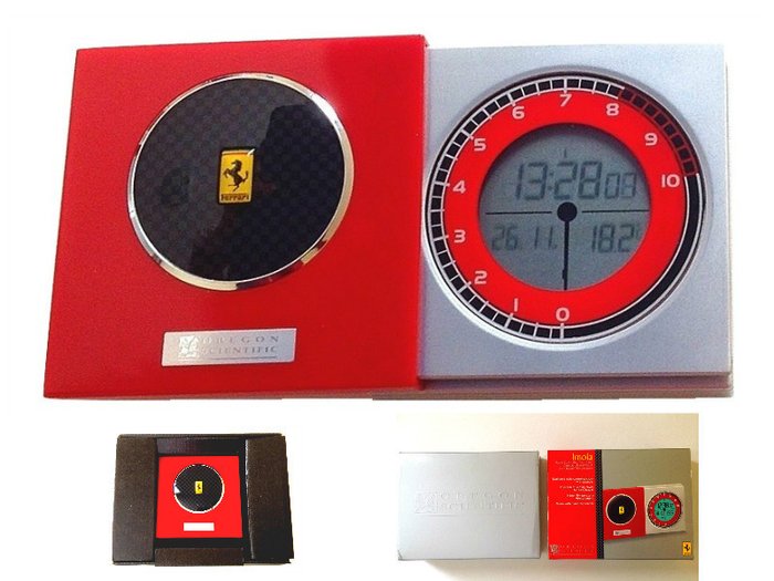 Reloj despertador de viaje - Oregon Scientific - Ferrari Imola Radio Controlled Dual-Band compact travel clock with indoor temperature by Oregon - 2005-2005