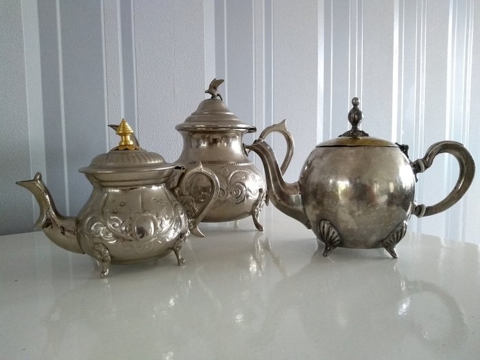 Dar el Berrad/Fes - Moroccan teapots (3 pieces) - Steel (stainless)