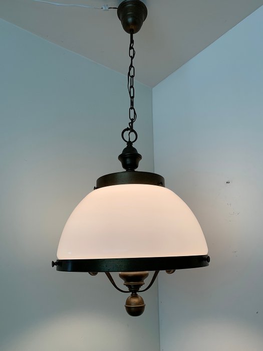 Large Ceiling Lamp Hanging With, Hanging Light Fixture Milk Glass Shade
