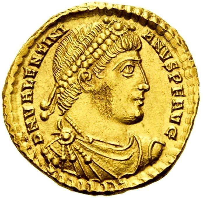 罗马帝国 - Solido, Valentiniano I (364-375 d.C.). Zecca Lugdunum, 365 -366 d.C. - 金