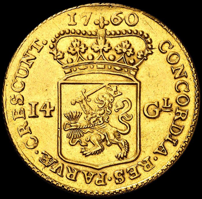 Netherlands - Holland - 14 Gulden - 1760 - Gouden rijder - MO.AUR.PRO.CONFOED. - BELG.HOLLAND. - Gold