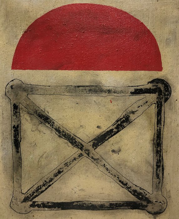 Pedro Castrortega - Abstracto con semicírculo rojo