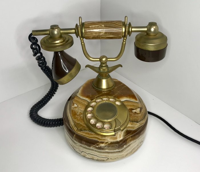 Telcer - Telefoon (1) - Bakeliet, Marmer, Messing, Onyx