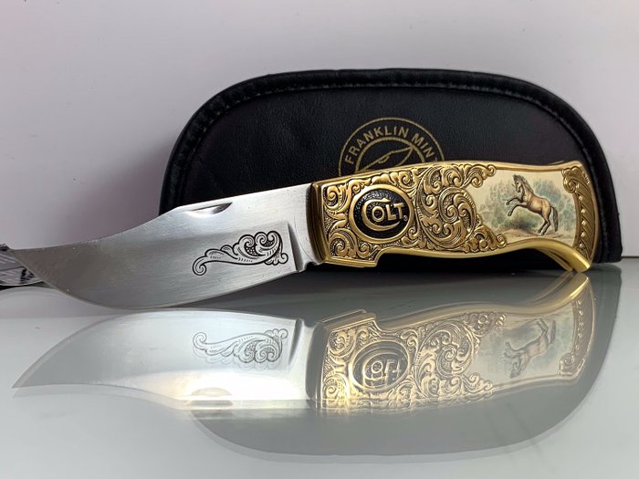 Franklin Mint - Συλλέκτες μαχαίρι - άλογο Colt - Ανοξείδωτο με πολύ επιχρυσωμένα στοιχεία 22 καρατίων, Πλαστικό
